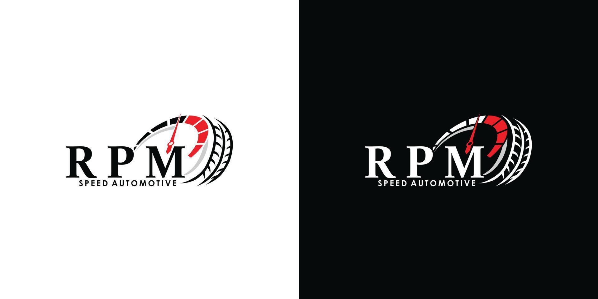 speed rpm logo design for automotive with creative concept premium vector