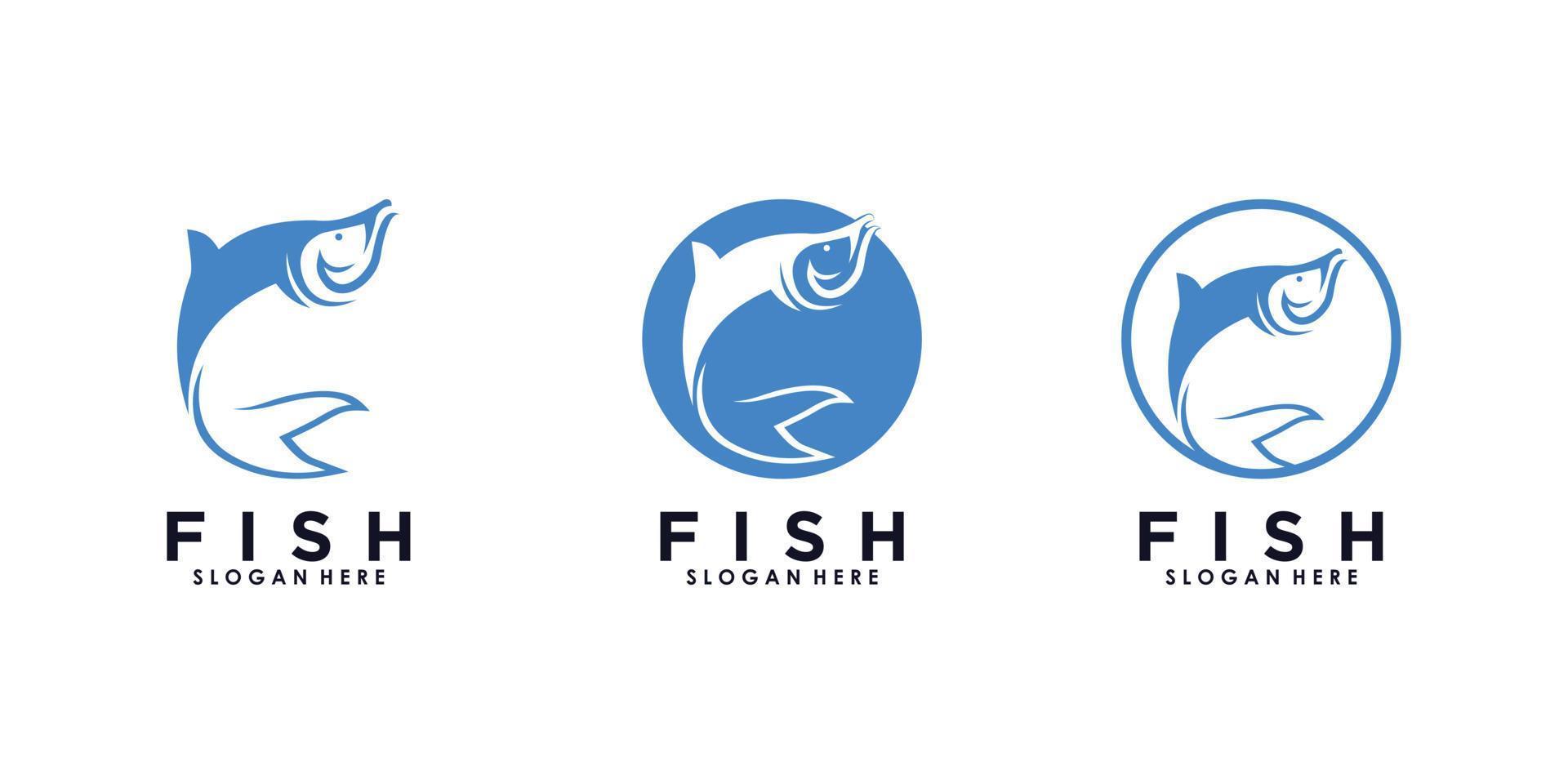 diseño de logotipo de pescado con vector premium de concepto creativo