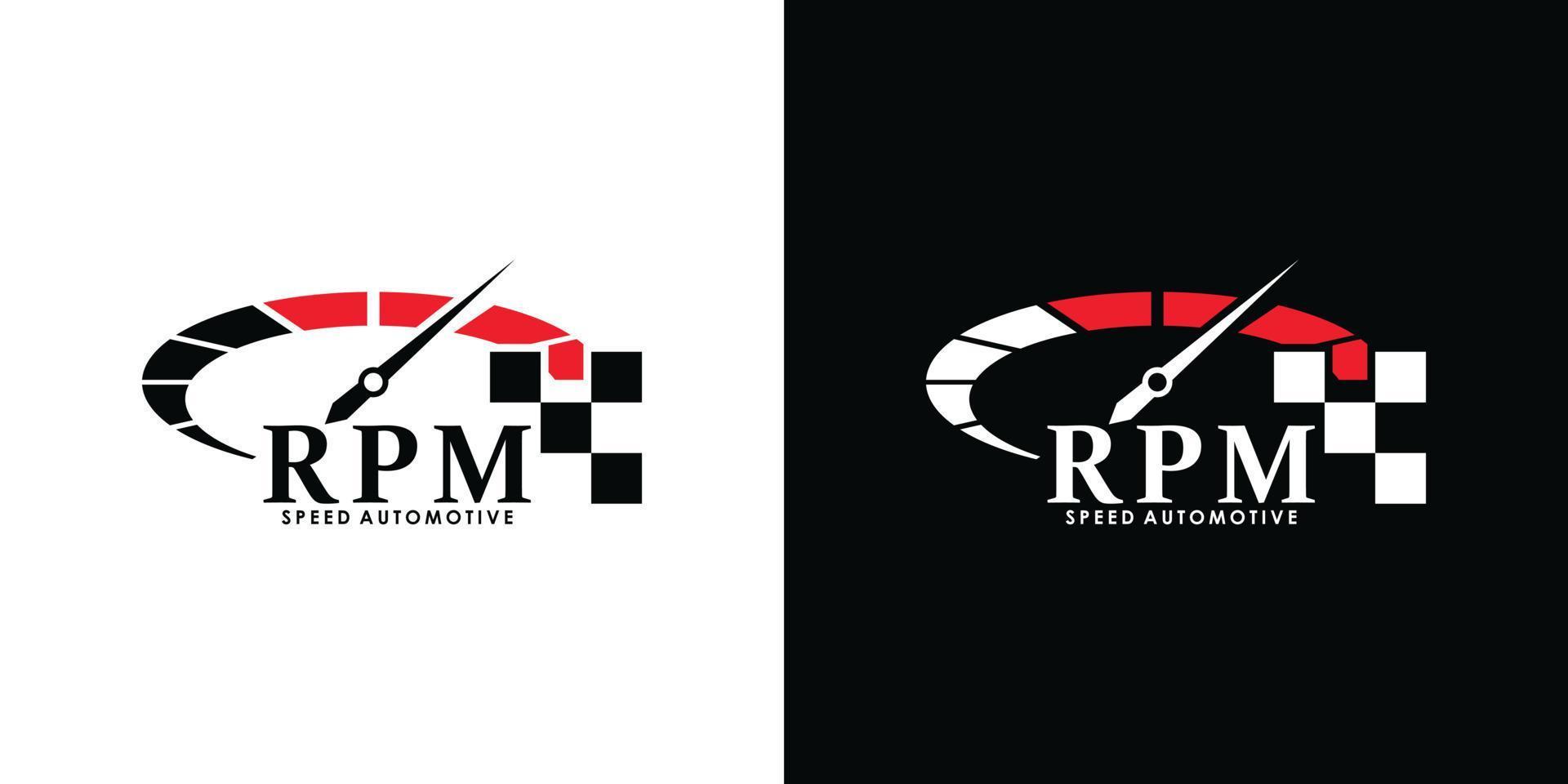 speed rpm logo design for automotive with creative concept premium vector