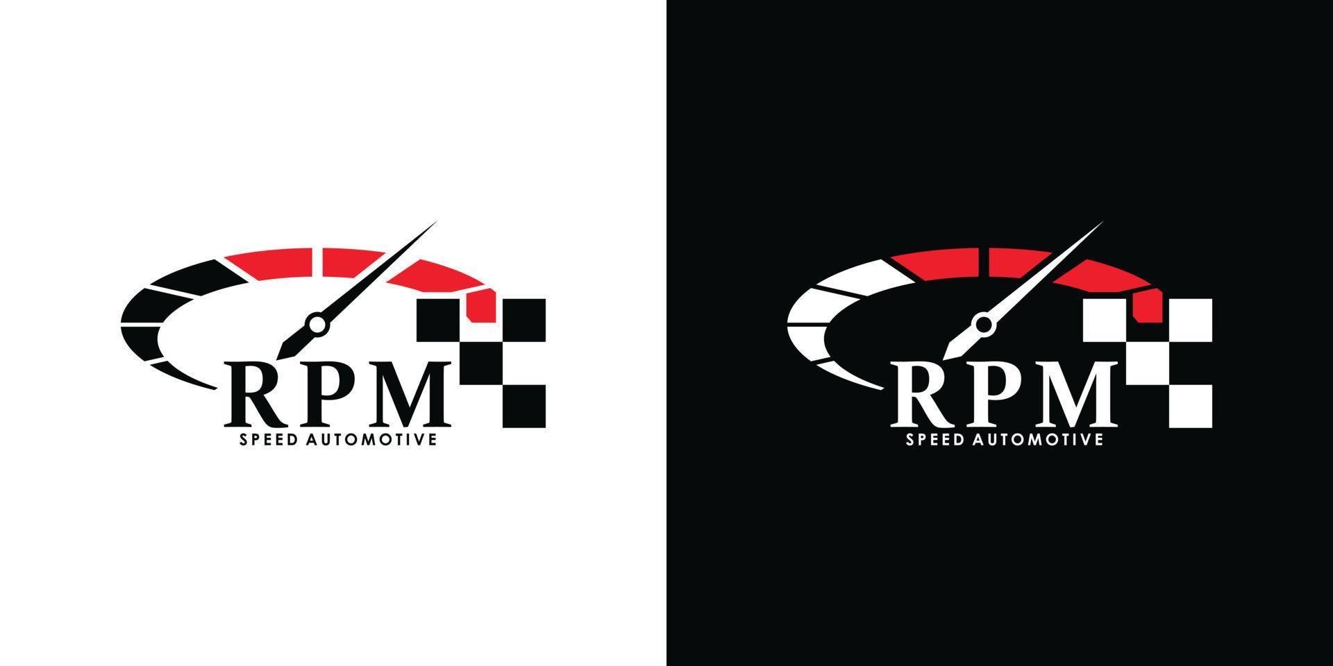 diseño de logotipo de rpm de velocidad para automoción con vector premium de concepto creativo