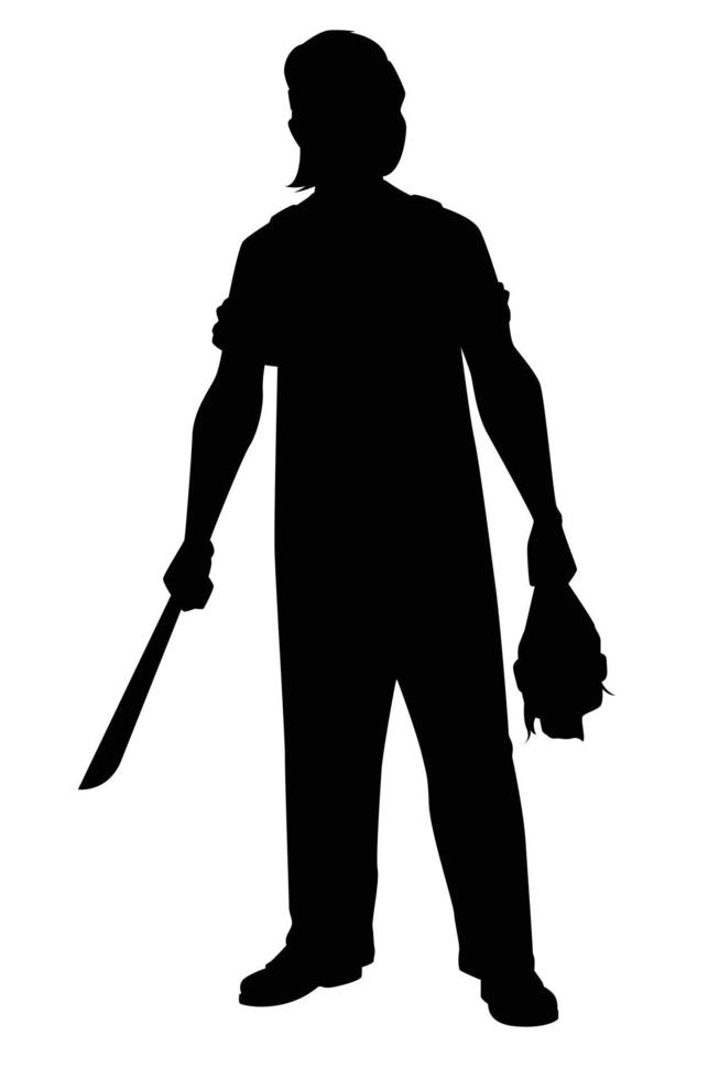 asesino o asesino con vector de silueta de cuchillo sobre fondo blanco, alienígena, diseño gráfico de personas para el día de halloween.