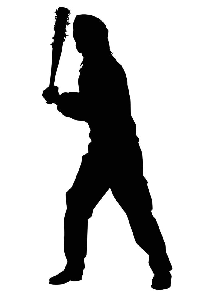 Zombie hunter with weapon silhouette vector on white background, alien, people graphic design for Halloween day.