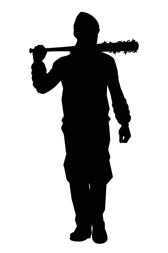 cazador de zombis con vector de silueta de arma sobre fondo blanco, alienígena, diseño gráfico de personas para el día de halloween.