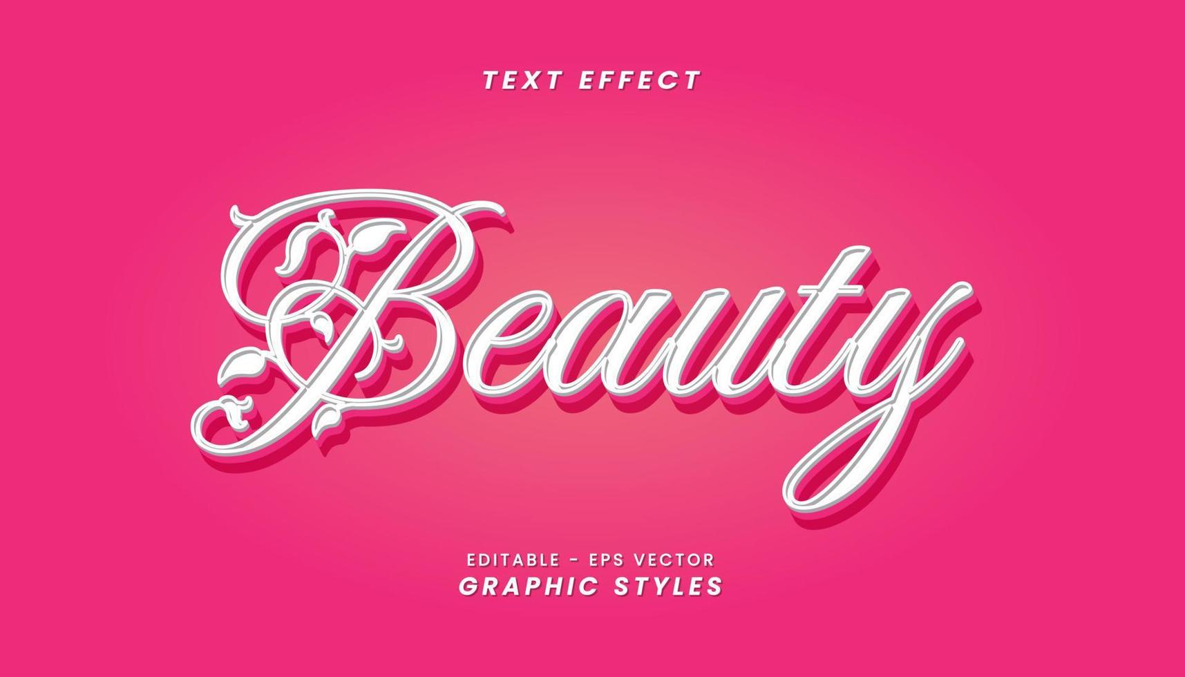 efecto de texto de belleza con letras 3d. vector