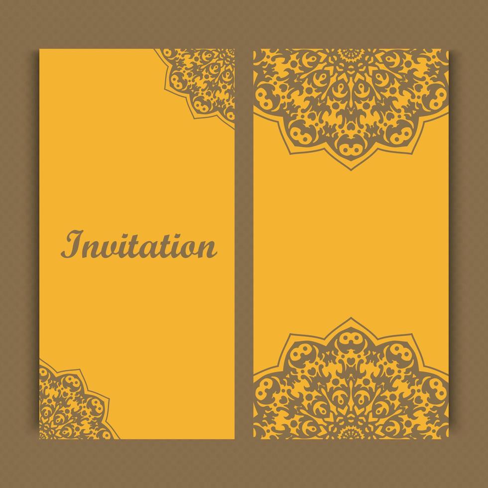 Mandala invitation card design.Floral card template design. vector