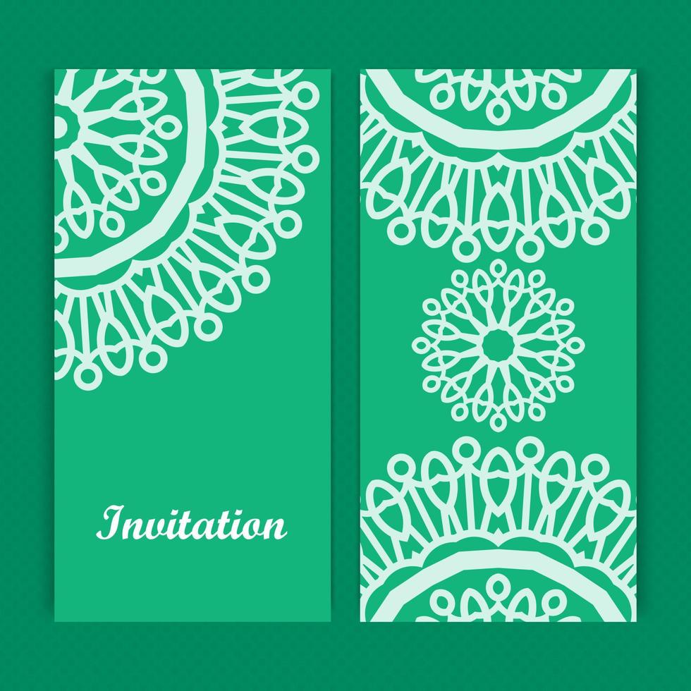 Mandala invitation card design.Floral card template design.Ornate date invitation card. vector