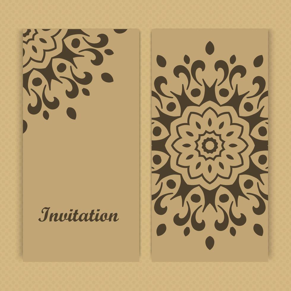 Mandala invitation card design.Floral card template design.Ornate date invitation card. vector