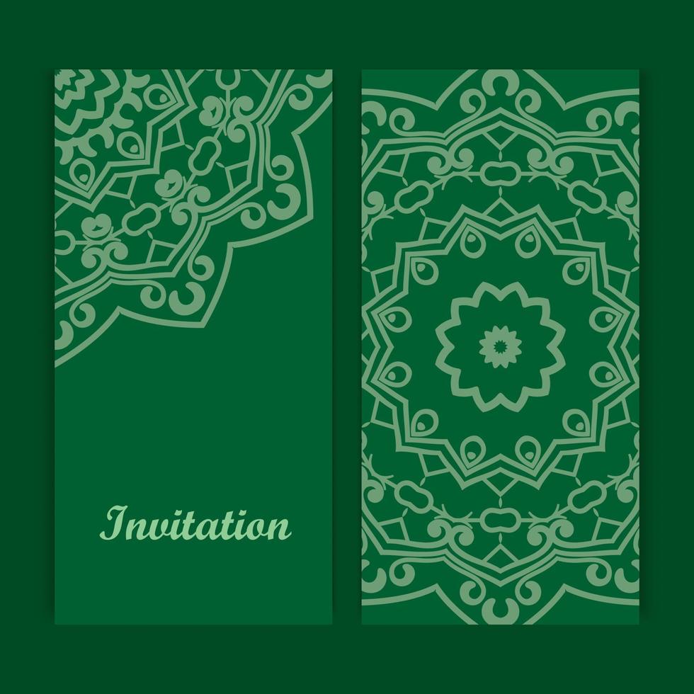 Mandala invitation card design.Floral card template design.Ornate date invitation card. vector