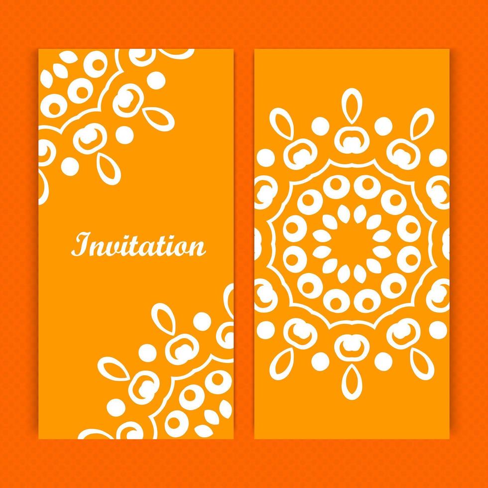 Mandala invitation card design.Floral card template design.Ornate date invitation card. vector