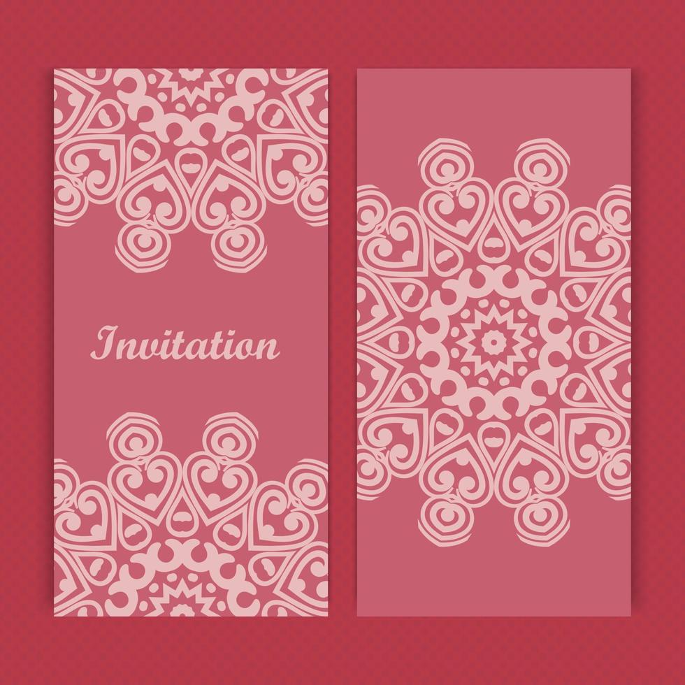 Mandala invitation card design.Floral card template design.Ornate date invitation card. vector