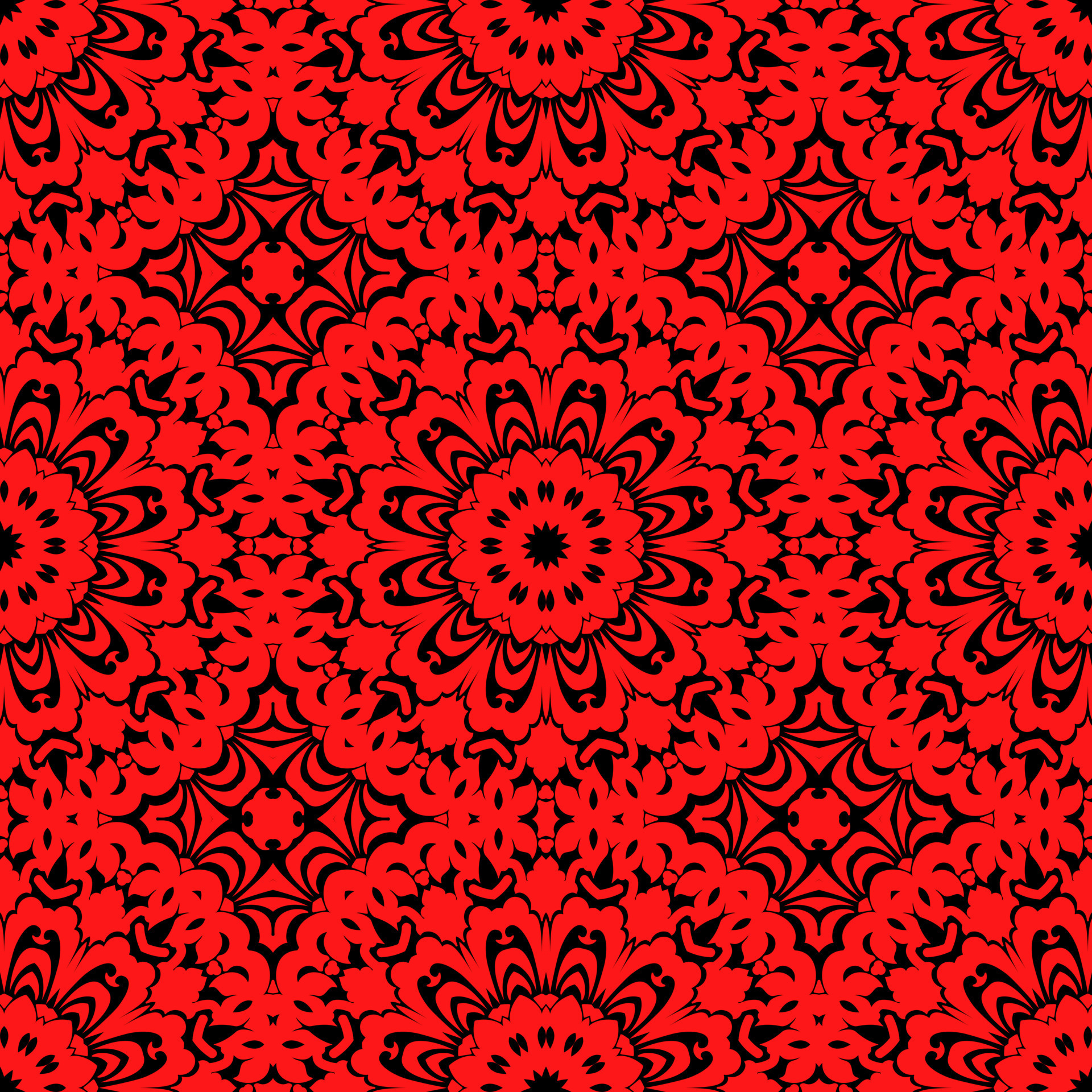 Red Color Seamless Pattern with mandala.Seamless Background design