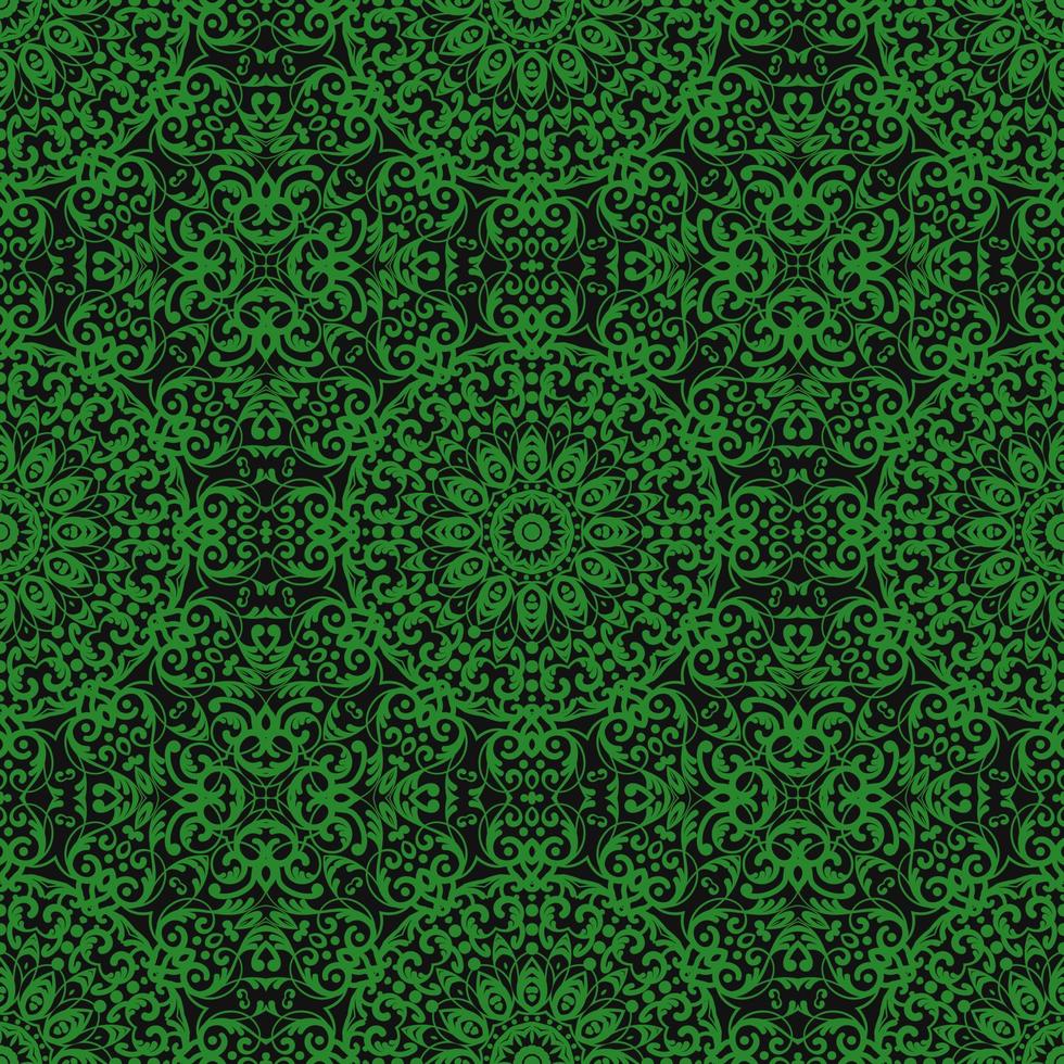 Green Color Seamless Pattern with mandala.Seamless Background design.Ornamental design.Floral pattern tiles. vector