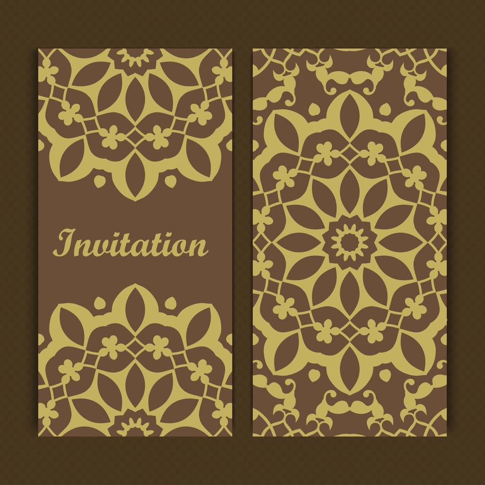 Mandala invitation card design.Floral card template design.Ornate date invitation card. vector