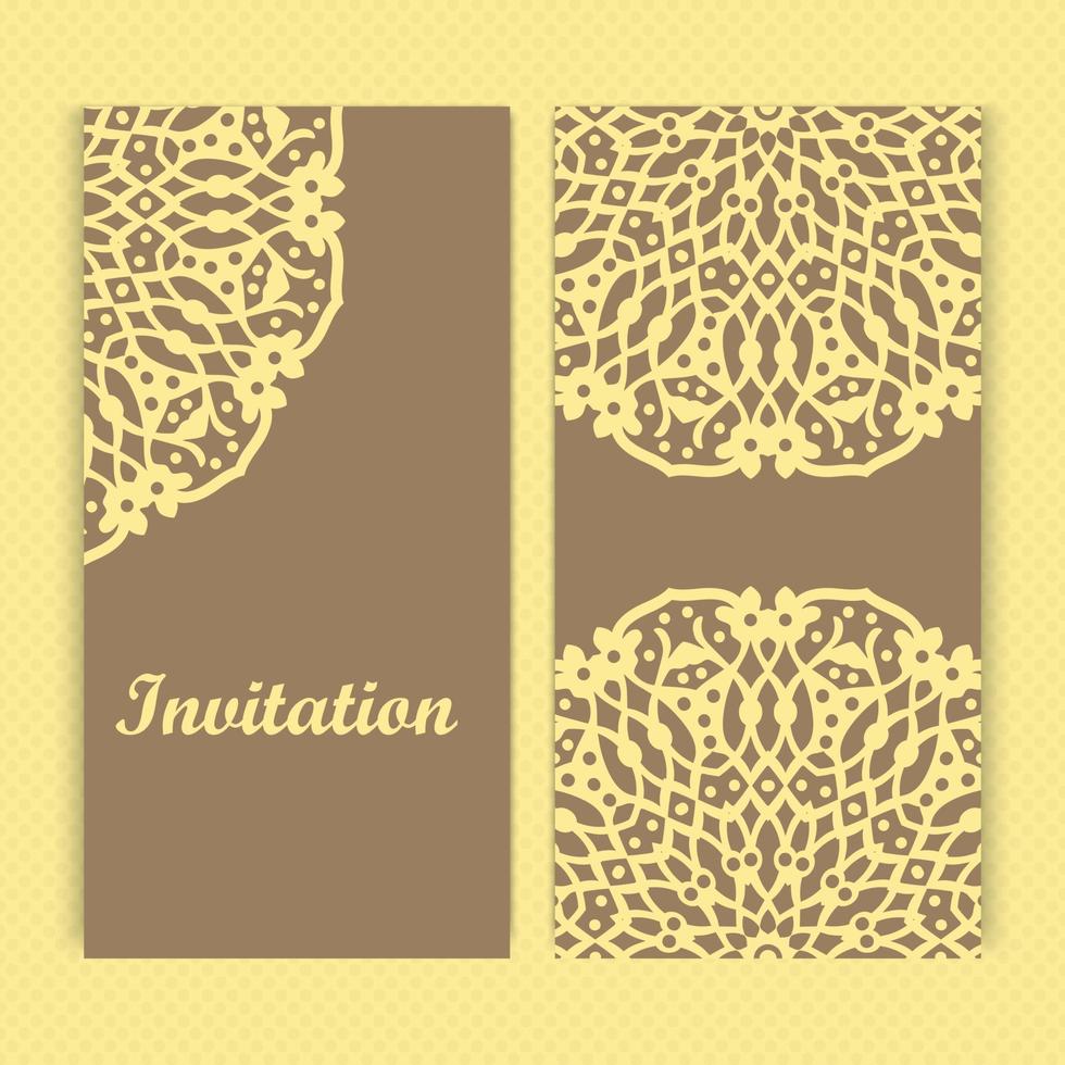 Mandala invitation card design.Floral card template design.Ornate date invitation card. vector