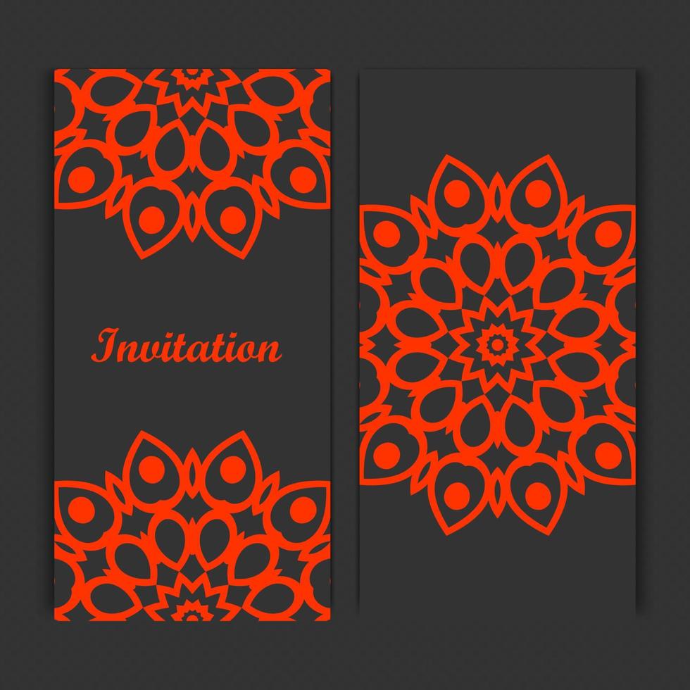 Mandala invitation card design.Floral card template design.Ornate date invitation card. vector