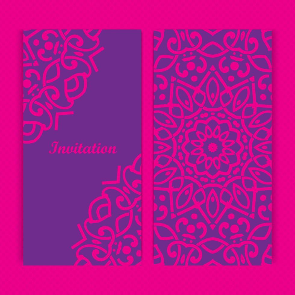 Mandala invitation card design.Floral card template design.Ornate date invitation card. vector