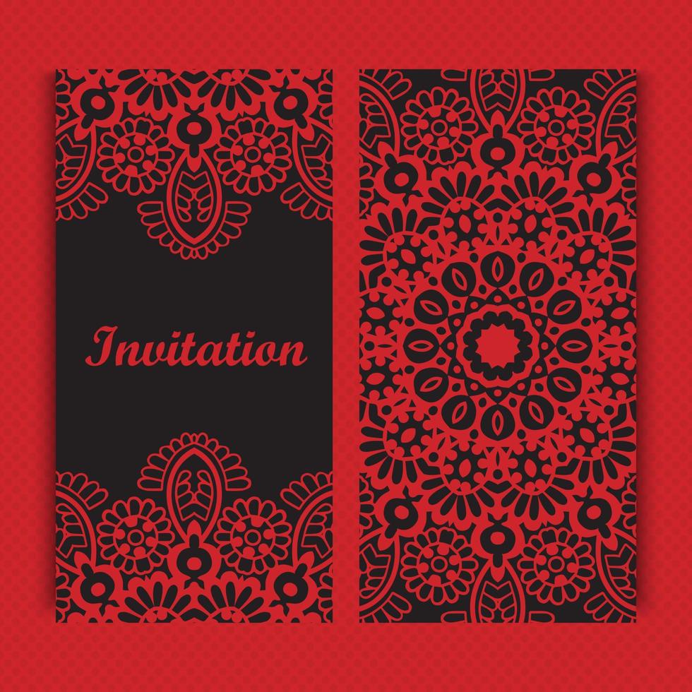 Mandala invitation card design.Floral card template design. vector