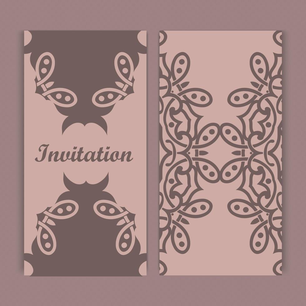 Mandala invitation card design.Floral card template design.Ornate date invitation card. vector