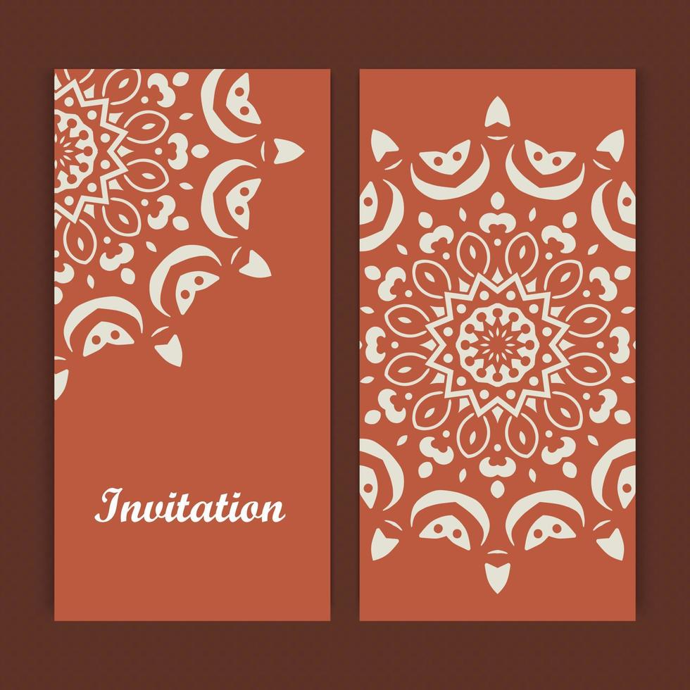 Mandala invitation card design.Floral card template design.Ornate date invitation card. vector