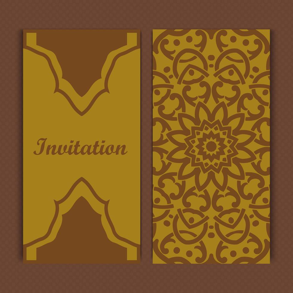 Mandala invitation card design.Floral card template design.Ornate date invitation card. vector