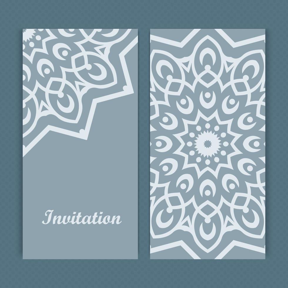 Mandala invitation card design.Floral card template design.Ornate date invitation card. vector