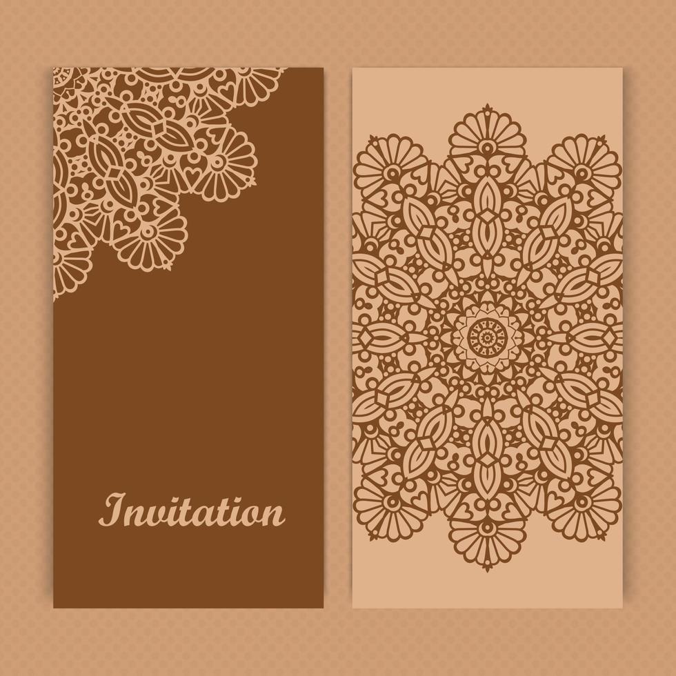 Mandala invitation card design.Floral card template design.Ornate date invitation card. vector