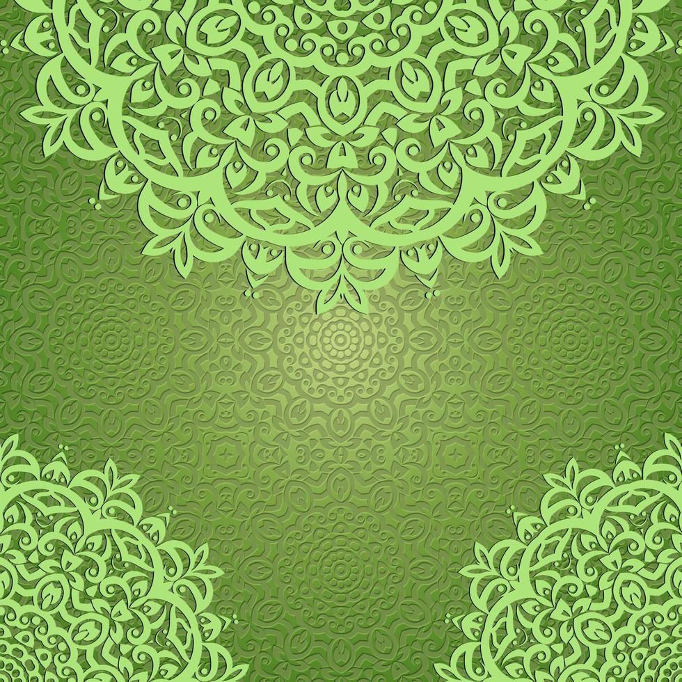 Green Mandala Background.Abstract floral Islamic design.Oriental floral ornament with mandala. vector
