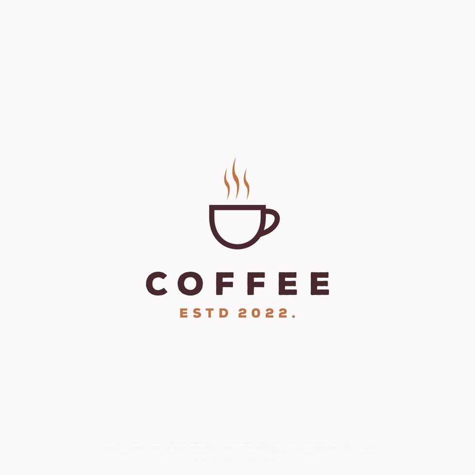 simple minimalist coffee cup logo vintage design vector