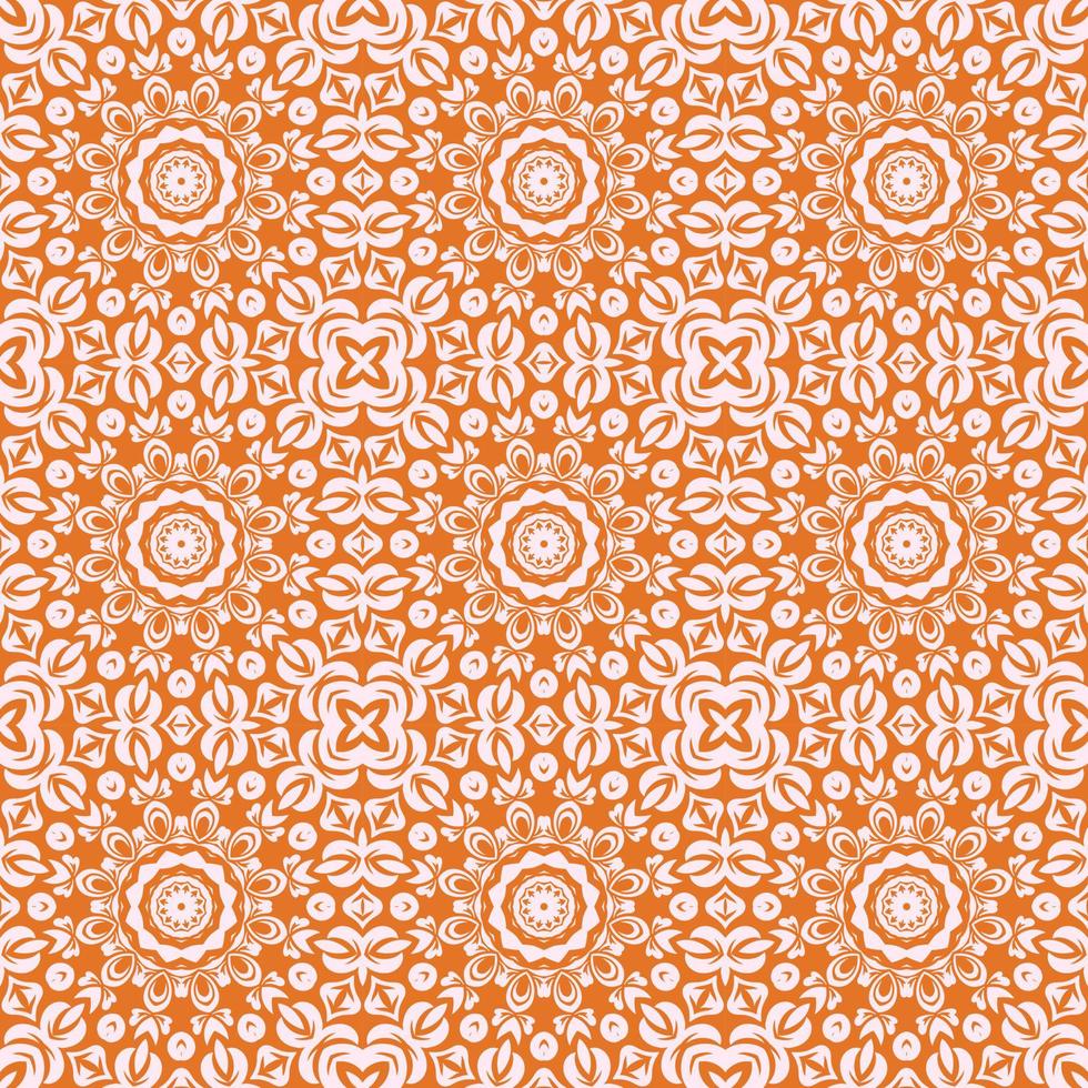 Orange colorful  seamless pattern with mandala.Mandala Background. vector