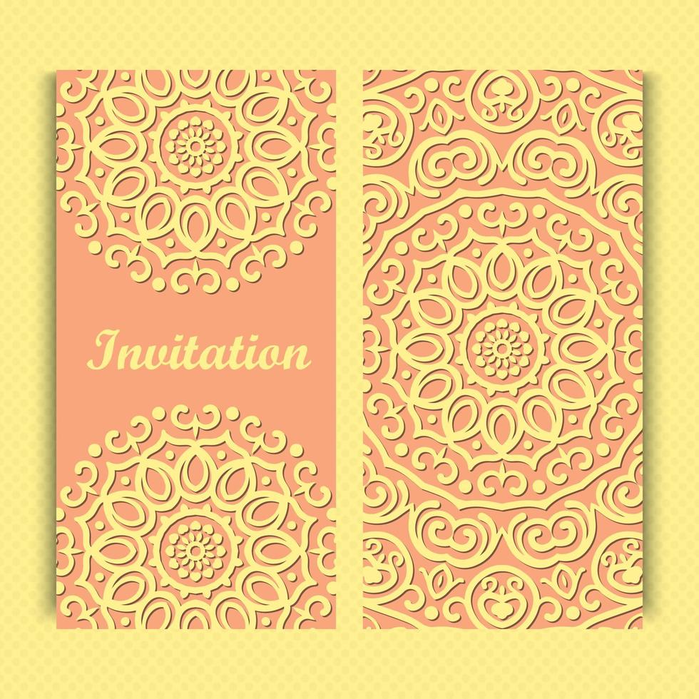 Mandala invitation card design.Floral card template design. vector