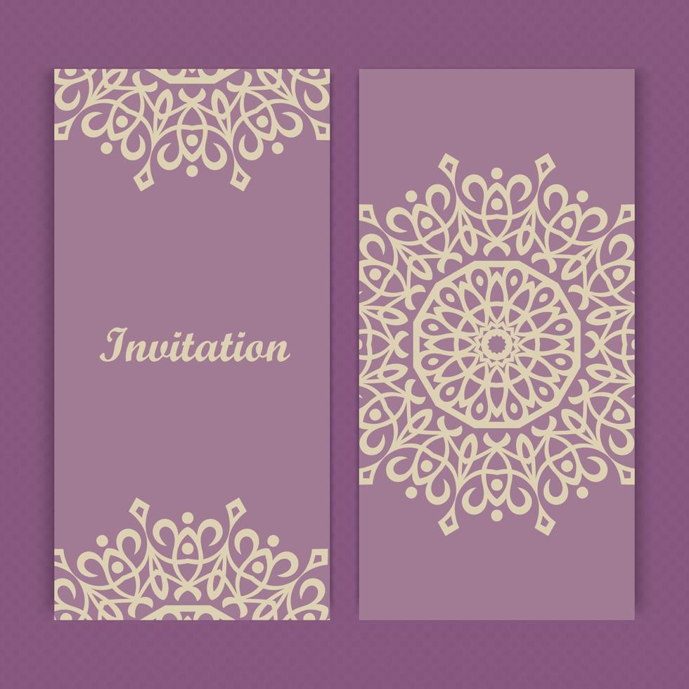 Mandala invitation card design.Floral card template design.Ornate date invitation card. vector