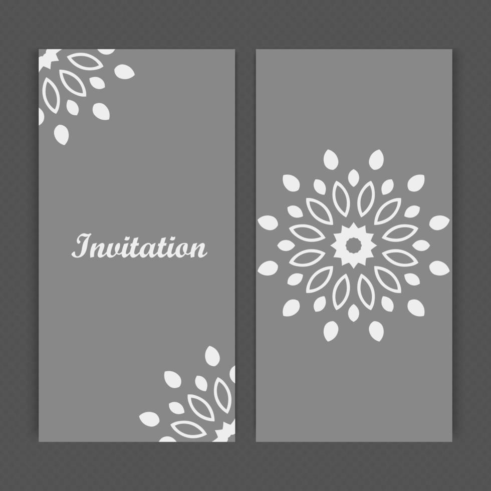Mandala invitation card design.Floral card template design.Ornate date invitation card. vector