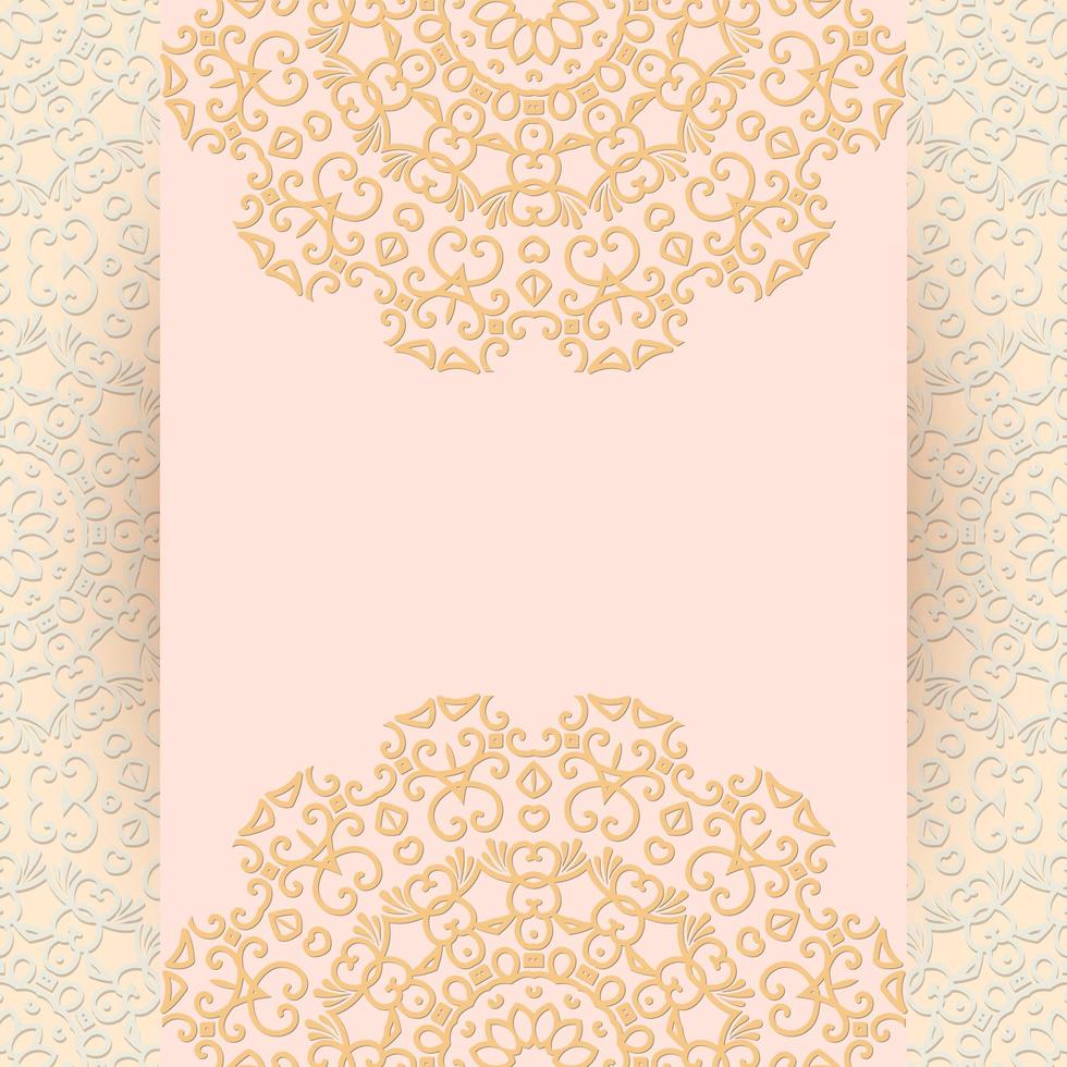 Light color invitation card design with mandala.Floral background decoration. vector