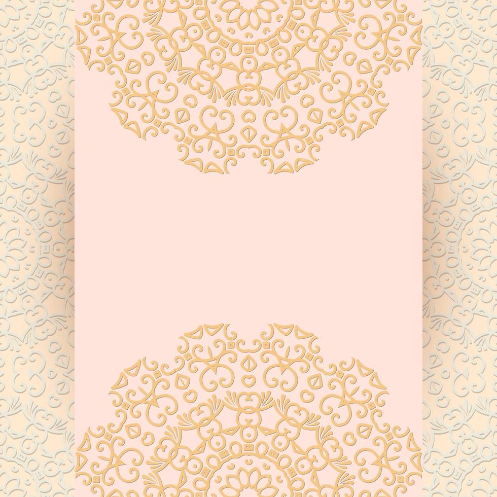 diseño de tarjeta de invitación de color claro con decoración de fondo mandala.floral. vector