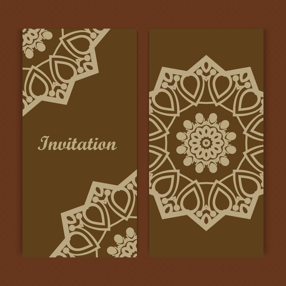Mandala invitation card design.Floral card template design.Ornate date invitation card. vector