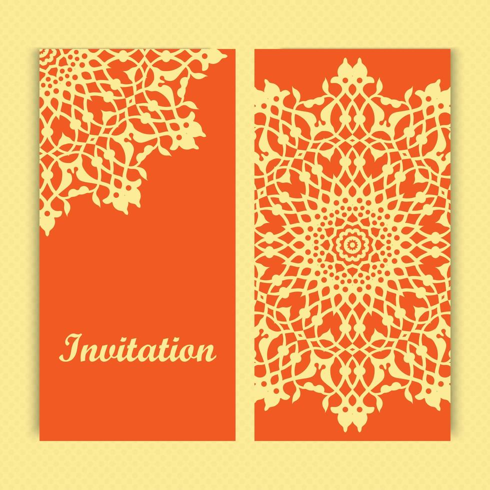 Mandala invitation card design.Floral card template design.Ornate date invitation card. vector