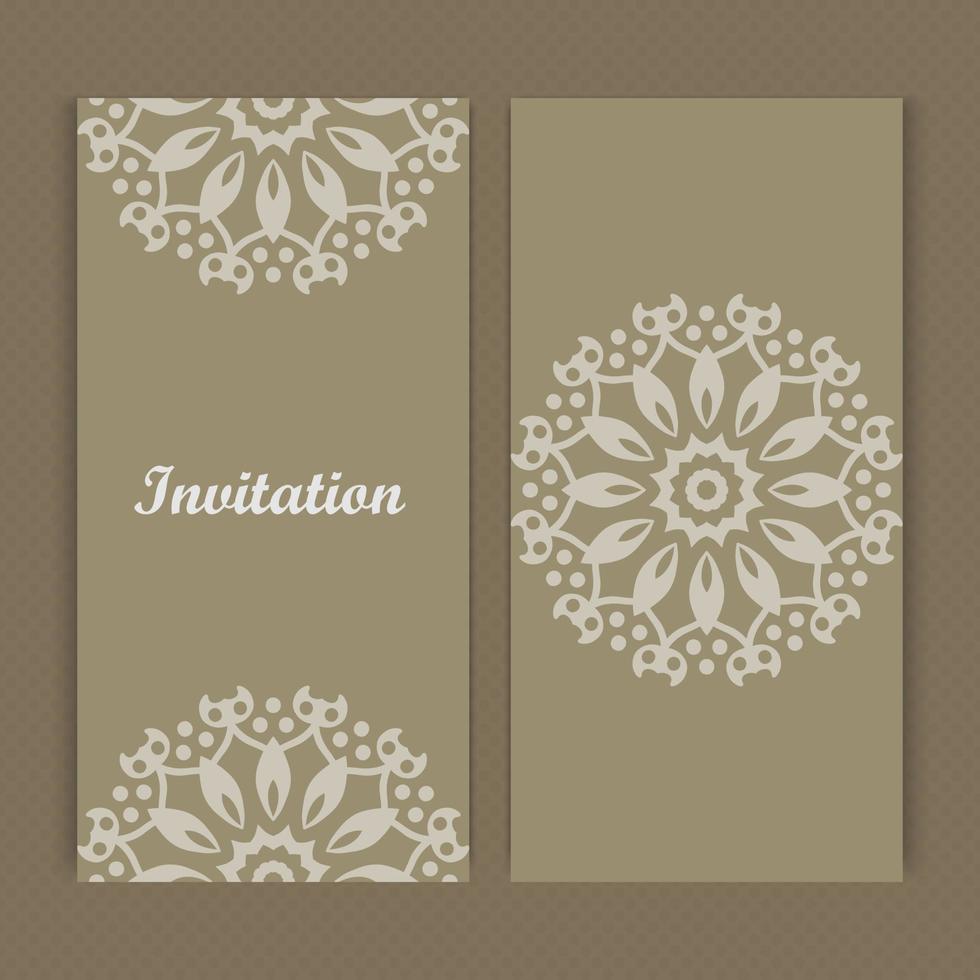 Mandala invitation card design.Floral card template design.Ornate date invitation card. vector