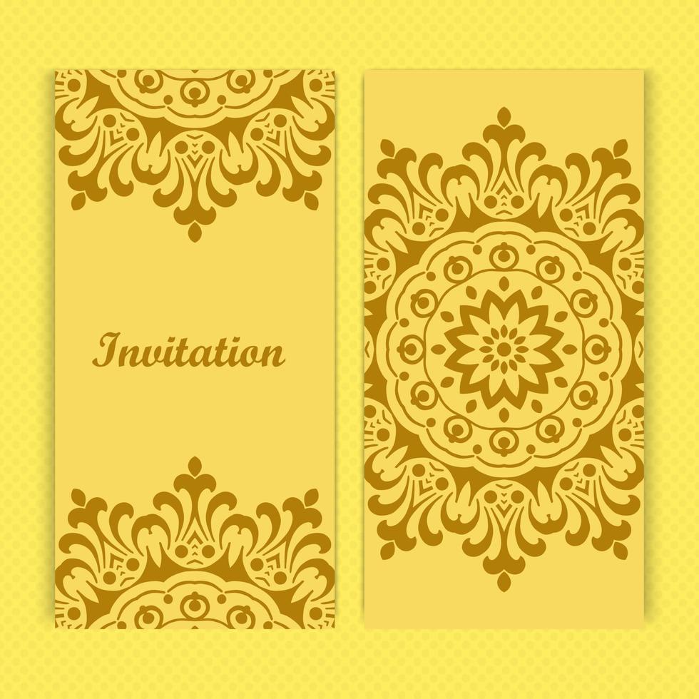Mandala invitation card design.Floral card template design.Ornate date invitation card. vector