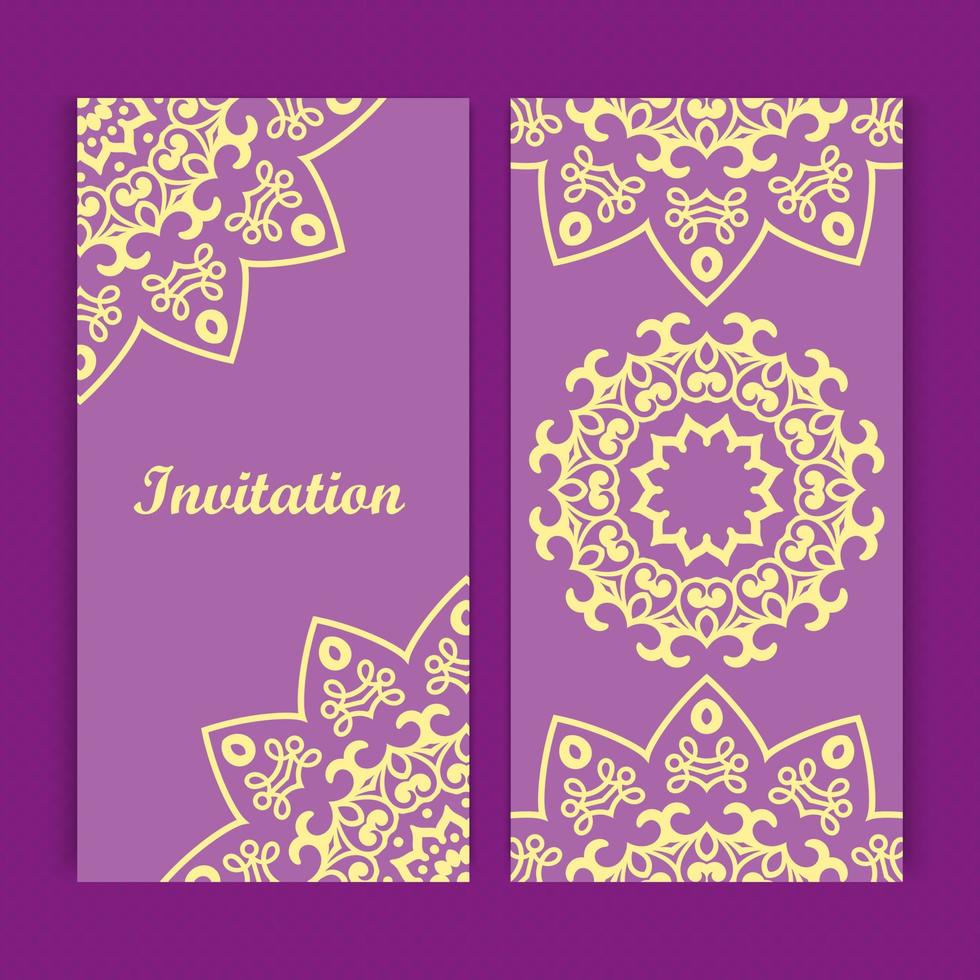 Mandala invitation card design.Floral card template design.Ornate date invitation card. vector