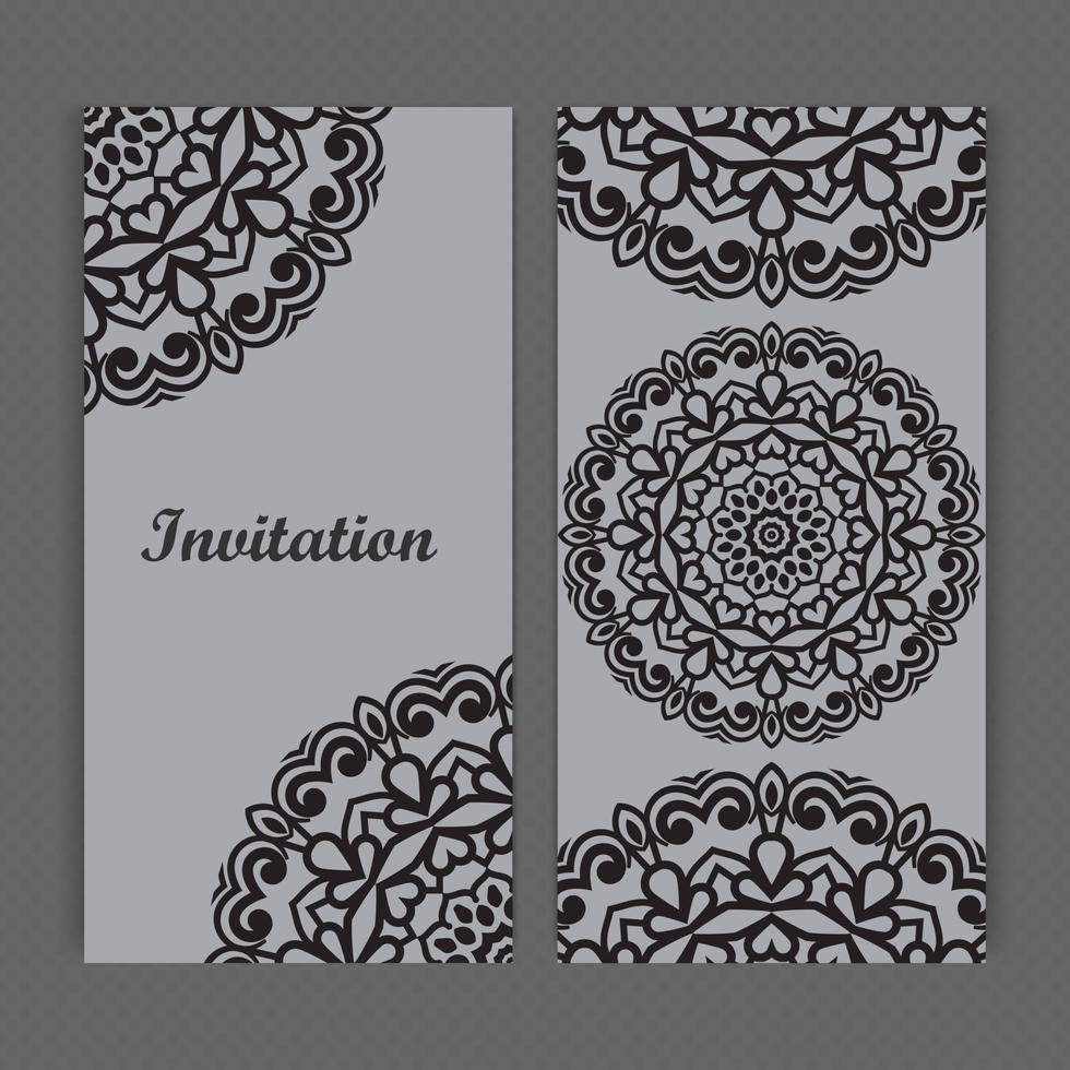 Mandala invitation card design.Floral card template design.Ornate date invitation card. vector