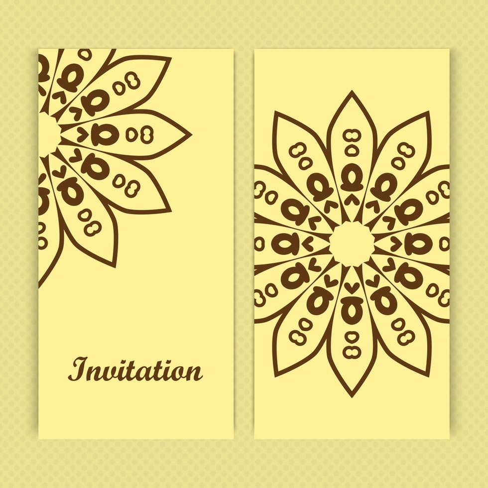 Mandala invitation card design.Floral card template design.Ornate date invitation card. vector
