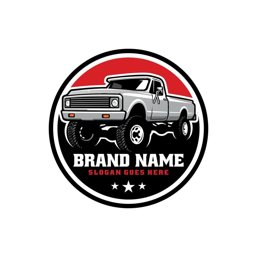 vintage pickup truck illustration logo vector, ready made logo vector