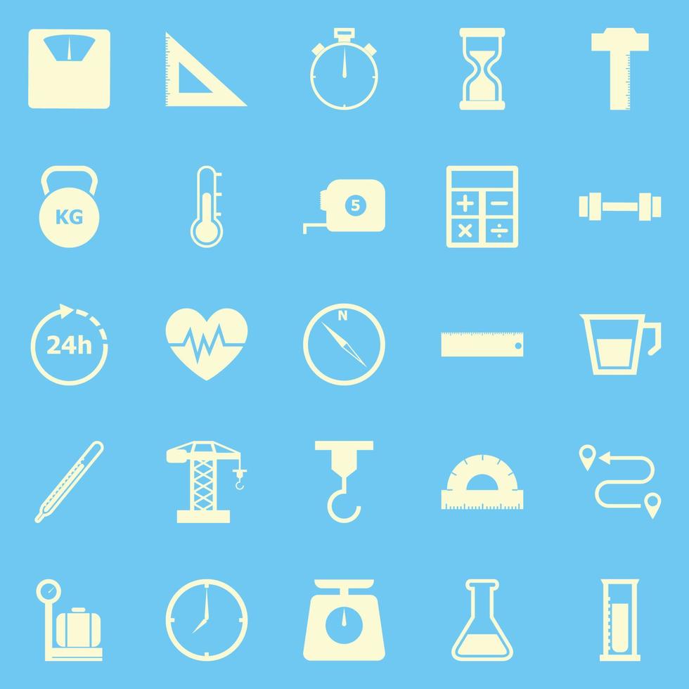 Measuring color icons on blue background vector