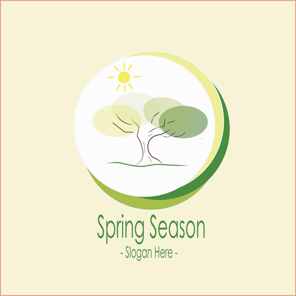 ilustración del logotipo de primavera en círculo aislado en fondo verde, para el nombre de la empresa de promoción vector