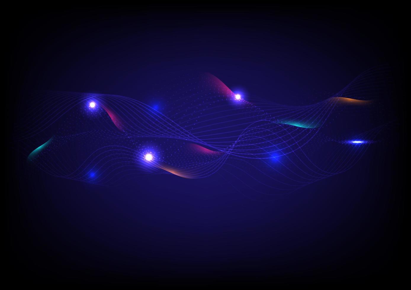 movimiento de onda abstracto y línea de malla dinámica sobre fondo azul oscuro. diseño futurista moderno para fondo o papel tapiz. concepto de tecnología digital. vector