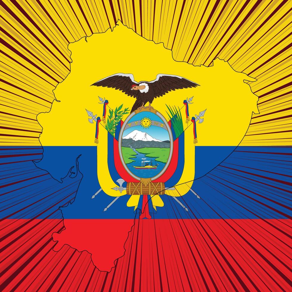 diseño del mapa del día de la independencia de ecuador vector