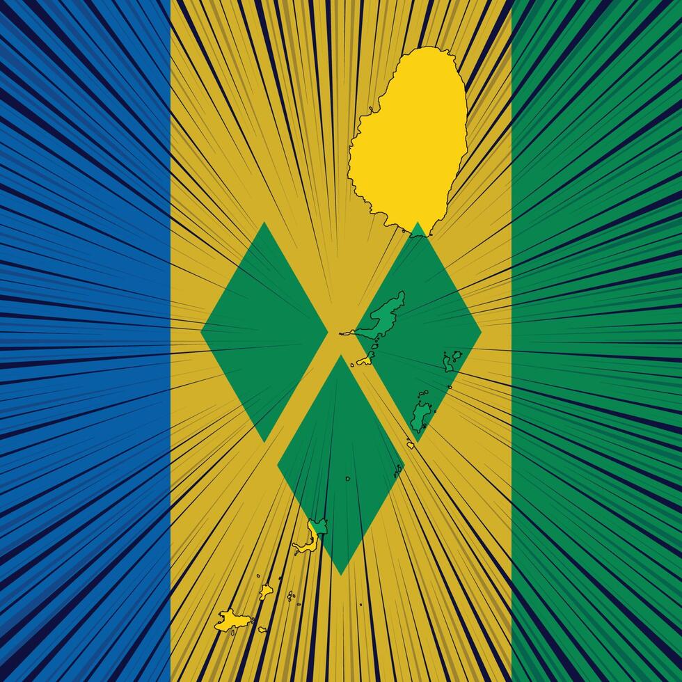 Saint Vincent and the Grenadines Independence Day Map Design vector