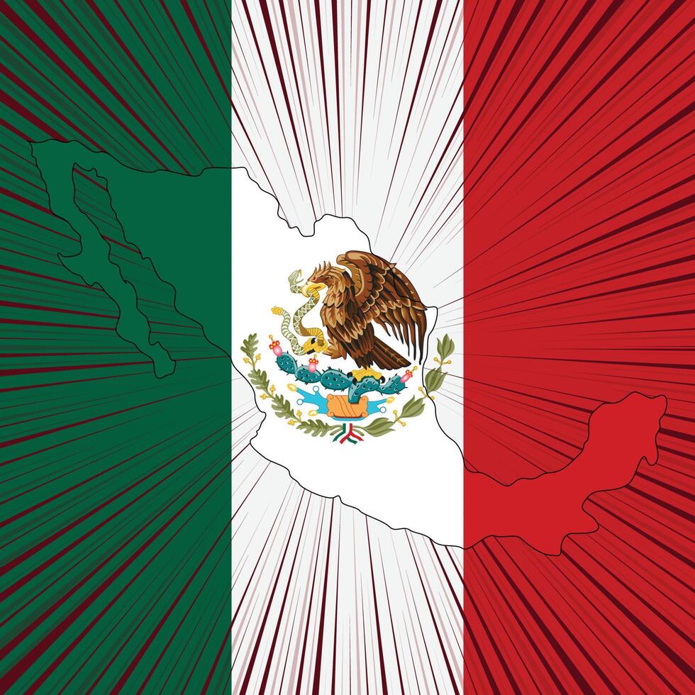 Mexico Independence Day Map Design vector