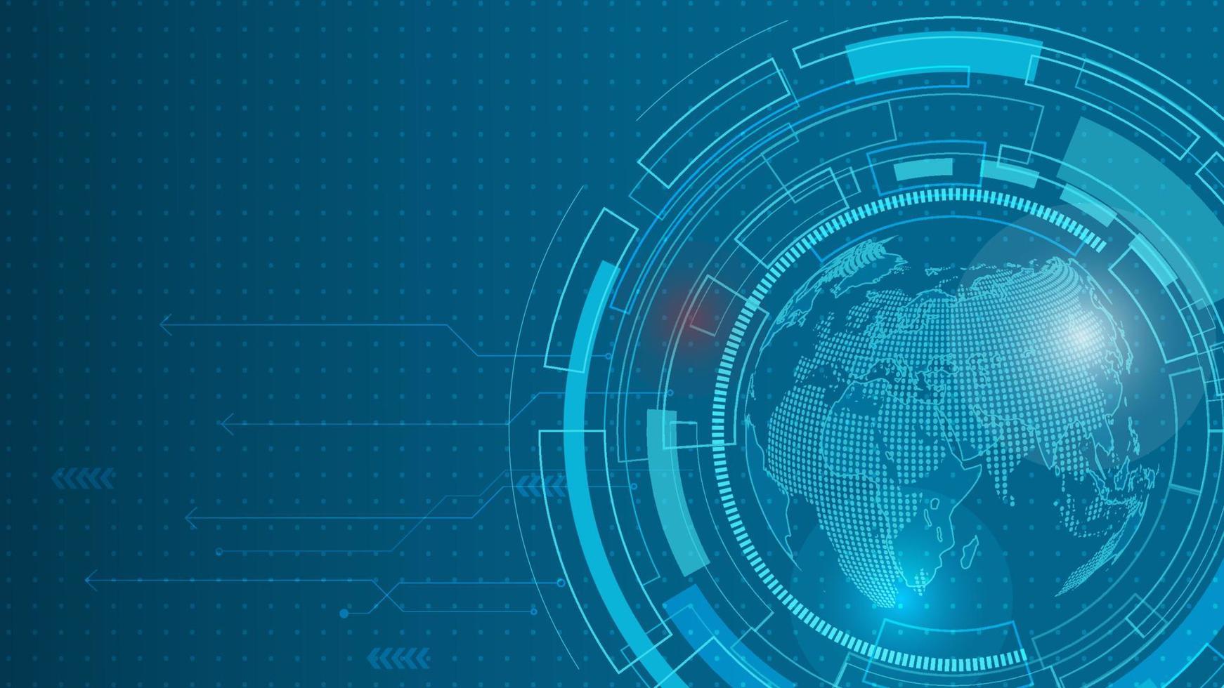 Abstract technology background and copyspace with Map world representing the global network concept vector