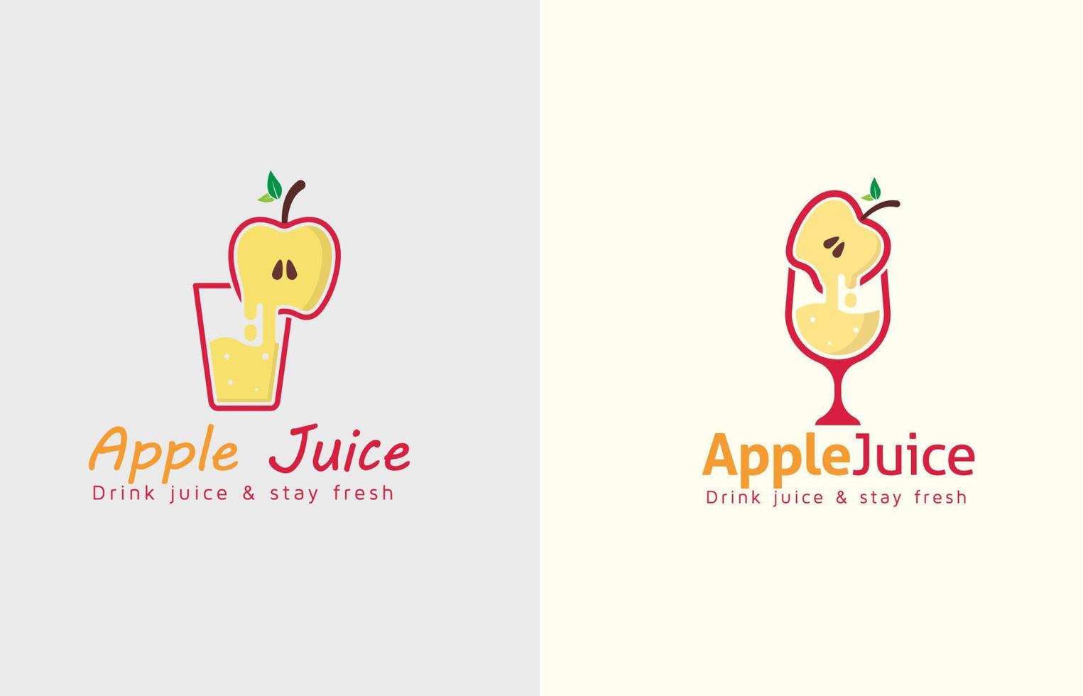 concepto de logotipo de jugo de fruta para jugo de manzana con diseño de vector de vidrio